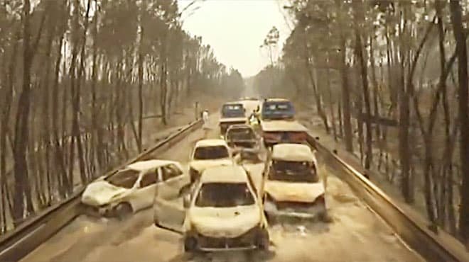 Incendio en Portugal: drone capta impactantes imágenes de este hecho.