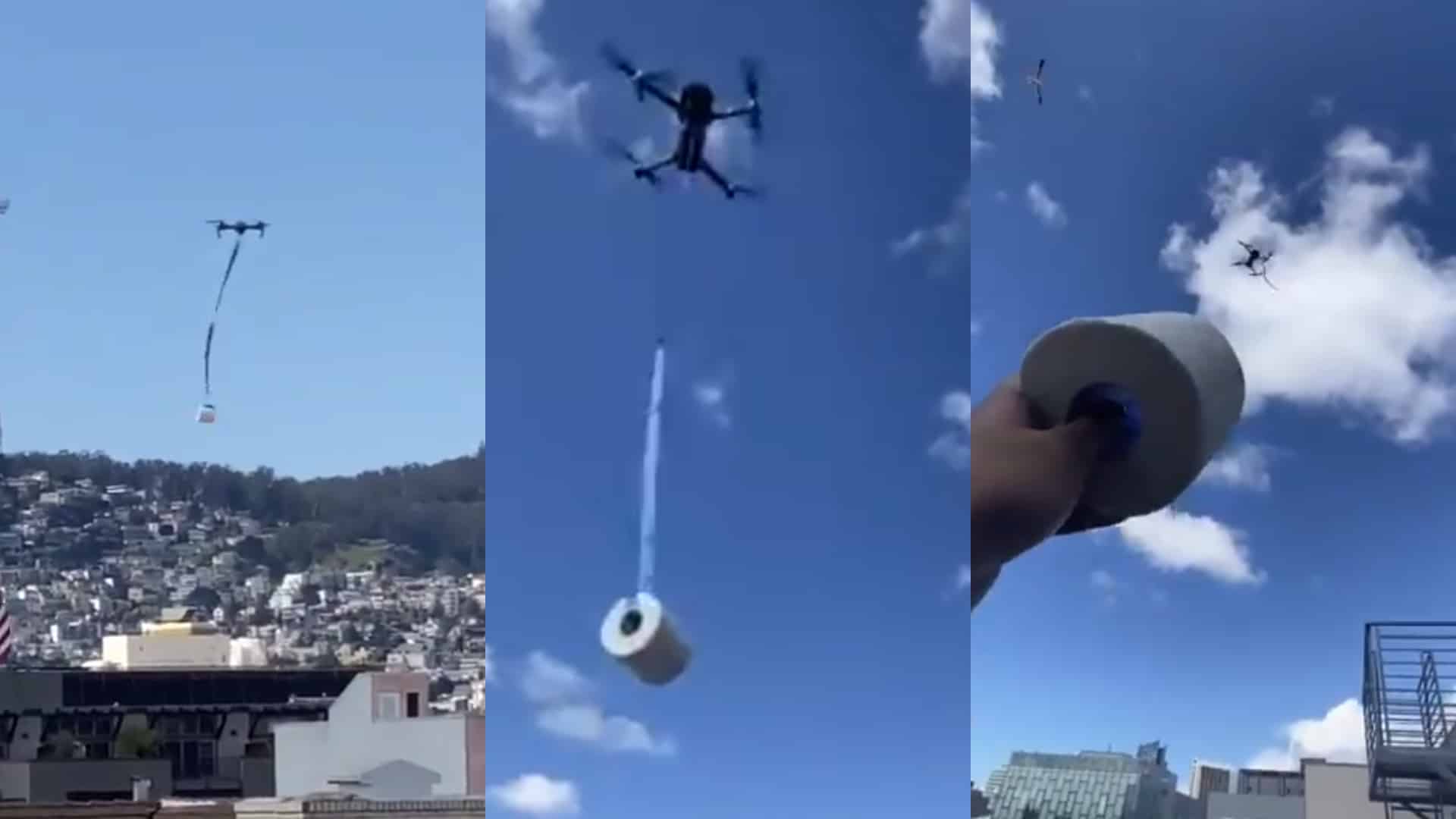 drones llevan papel higiénico coronavirus