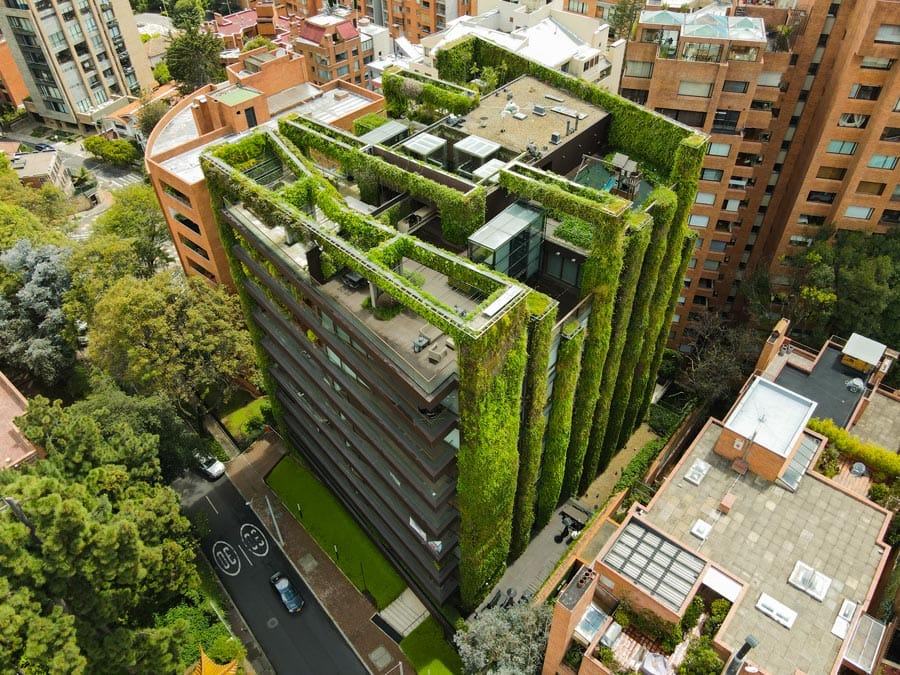 Jardín Vertical Edificio Santalaia Bogotá Drones Sky Zoom
