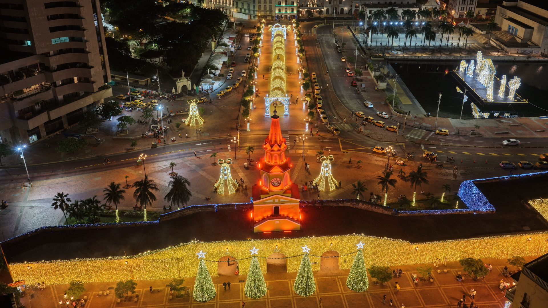 Iluminación Navidad Cartagena 2025 - Drones Sky Zoom